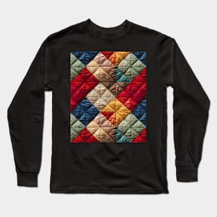 Vintage Geometric Patchwork Pattern Long Sleeve T-Shirt